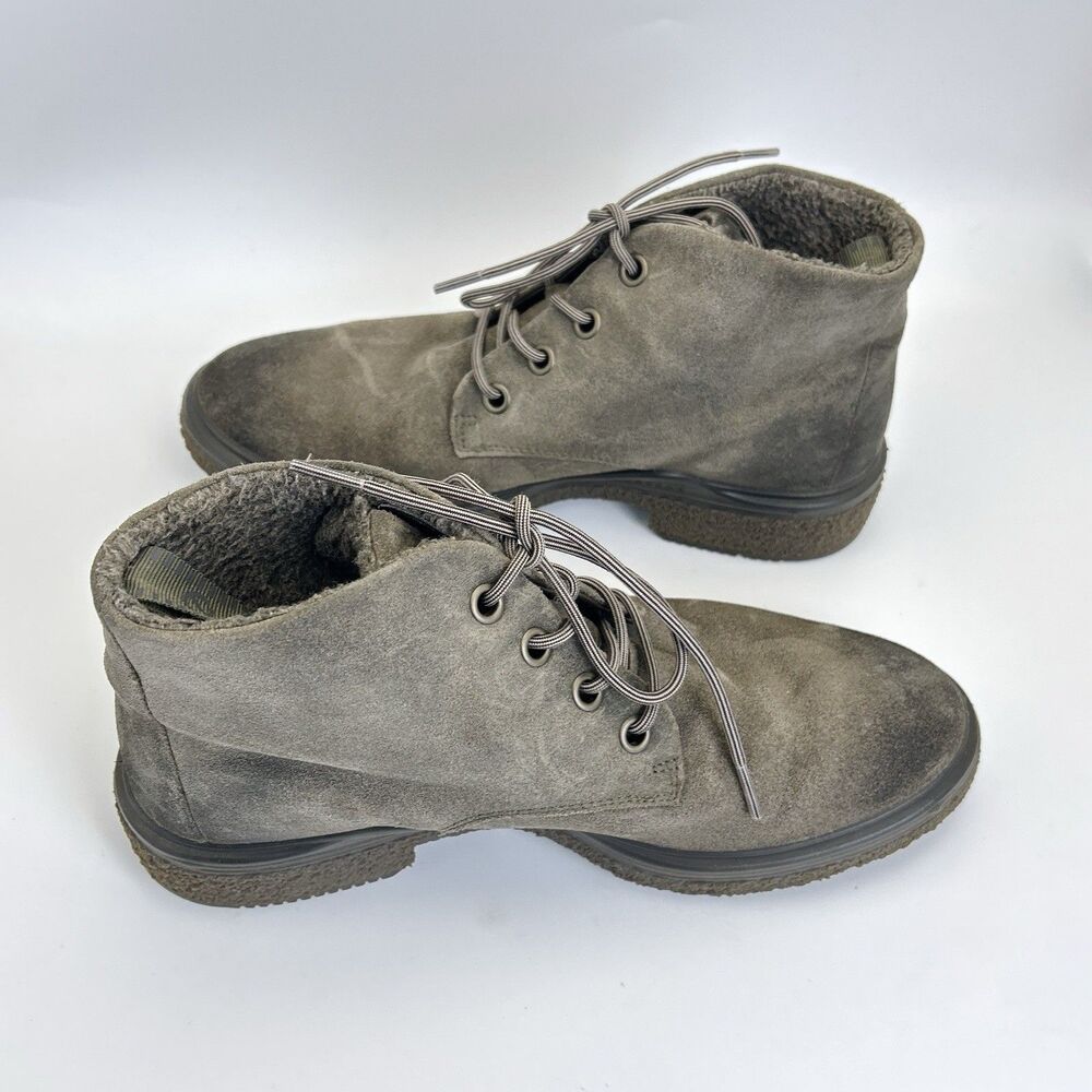 Ecco Crepetray Hybrid Boots Womens Sz 10 EU 41 Olive Green Suede Crepe Soles - Picture 6 of 9